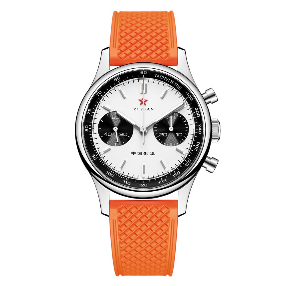 Panda Chronograph Mechanical Mens Watch Movement ST1901 Gooseneck 40mm Watch for Men Sapphire FKM Silicone Strap