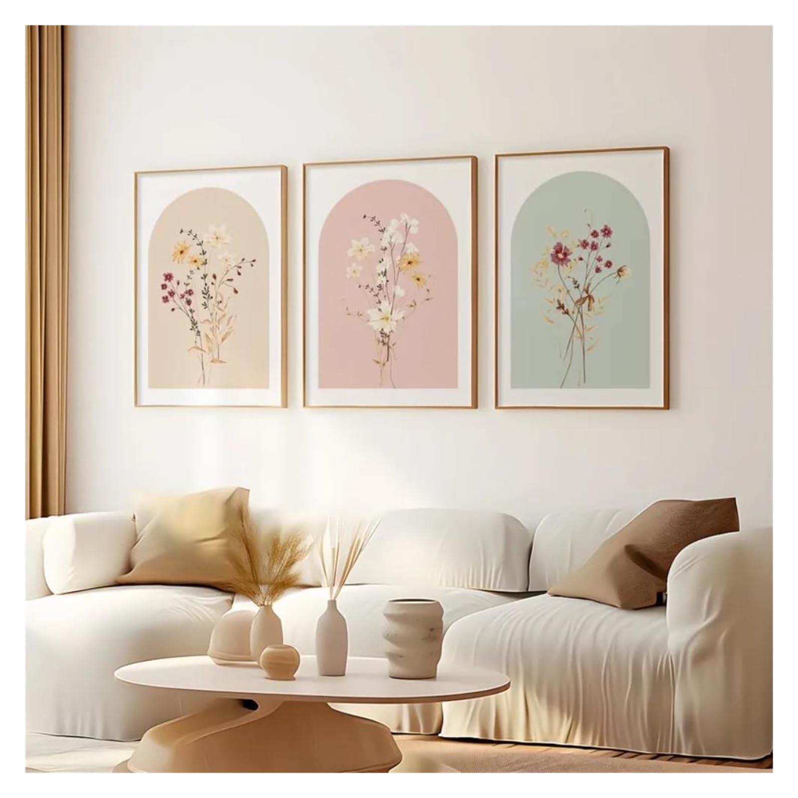 Impressions de fleurs à l'aquarelle : lot de 3 tableaux nature sans cadre 50x70cm