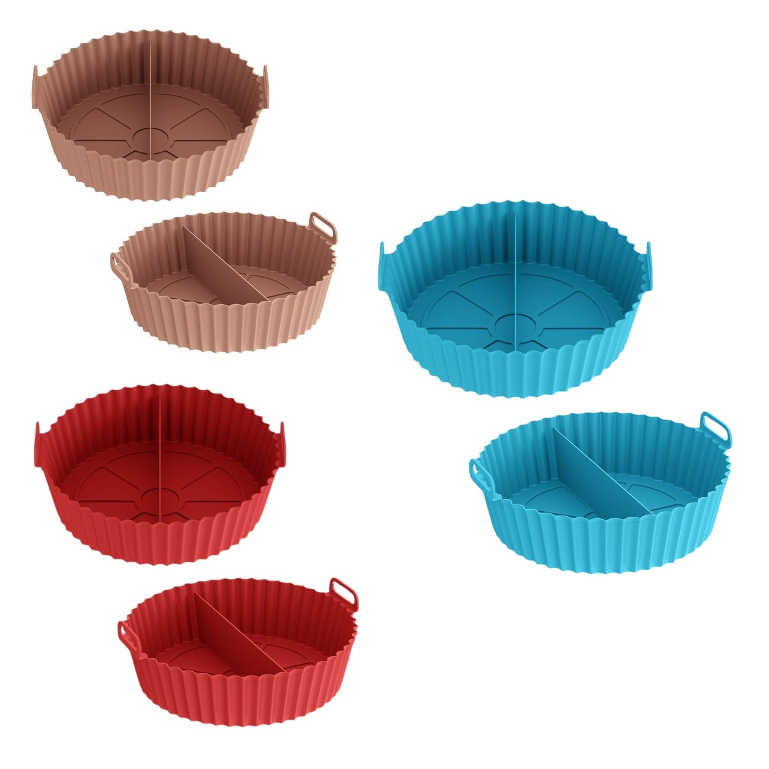 Air Fryer Liners I Round Silicone Basket Baking Tray I Pot with Ear Handles I Nonstick Reusable Heat Resistant I Air Fryer Basket I Cooking Oven Insert Accessories (6.5 inch, Pack of 2)-image-25