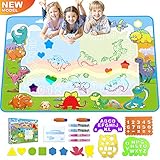Koviti Water Drawing Mat Toy with 20 Drawing Kits, Large Magic Water Mat Educational Toys Gifts for 2 3 4 5 6 7+ Year Old Toddlers Kids Girls Boys 39.3'' X 27.5''