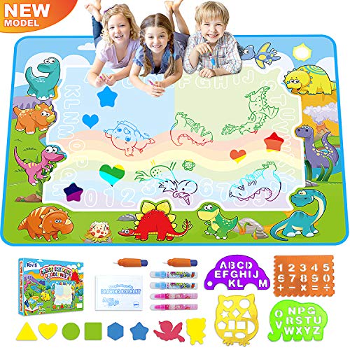 Koviti Doodle Mat Toys for 2 Year Old Girls - Aqua Magic Mat Toys for 3 Year Old Girls, Large Water Drawing Mat Toys for 2 3 4 5 6 7+ Year Old Boys Girls Toddlers Kids 40’’ X 28’’
