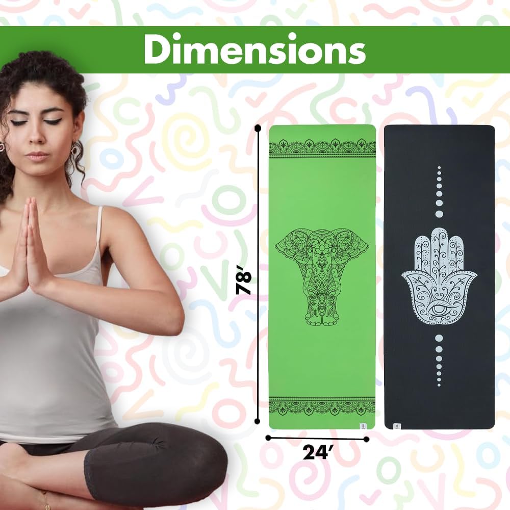 Yoga Mat - Premium 6mm Print Reversible Extra Thick and Large Non Slip Exercise & Fitness Mat for All Types of Yoga, Pilates & Floor Workouts (72" x 24" x 6mm Thick) Tranquil Tusk