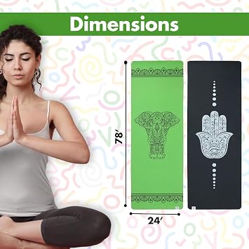 Yoga Mat - Premium 6mm Print Reversible Extra Thick and Large Non Slip Exercise & Fitness Mat for All Types of Yoga, Pilates & Floor Workouts (72 x 24 x 6mm Thick) Tranquil Tusk