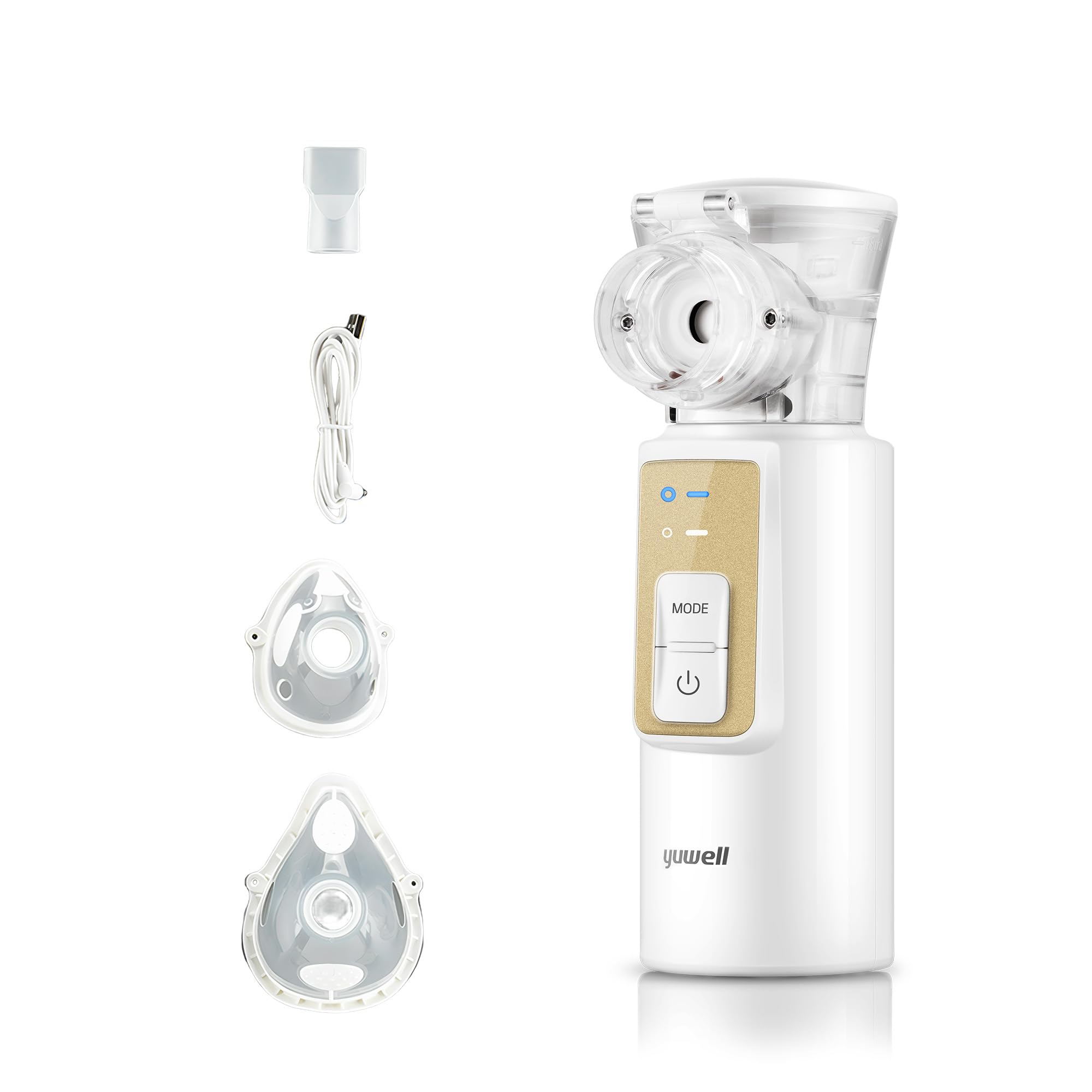 yuwell Aerosol Portatile per Bambini e Adulti, Inalatore Ultrasuone Silenzioso Nebulizzatore, Creare Particelle Ultrafini che Raggiungono il Tratto Respiratorio Inferiore e i Polmoni (M105T)