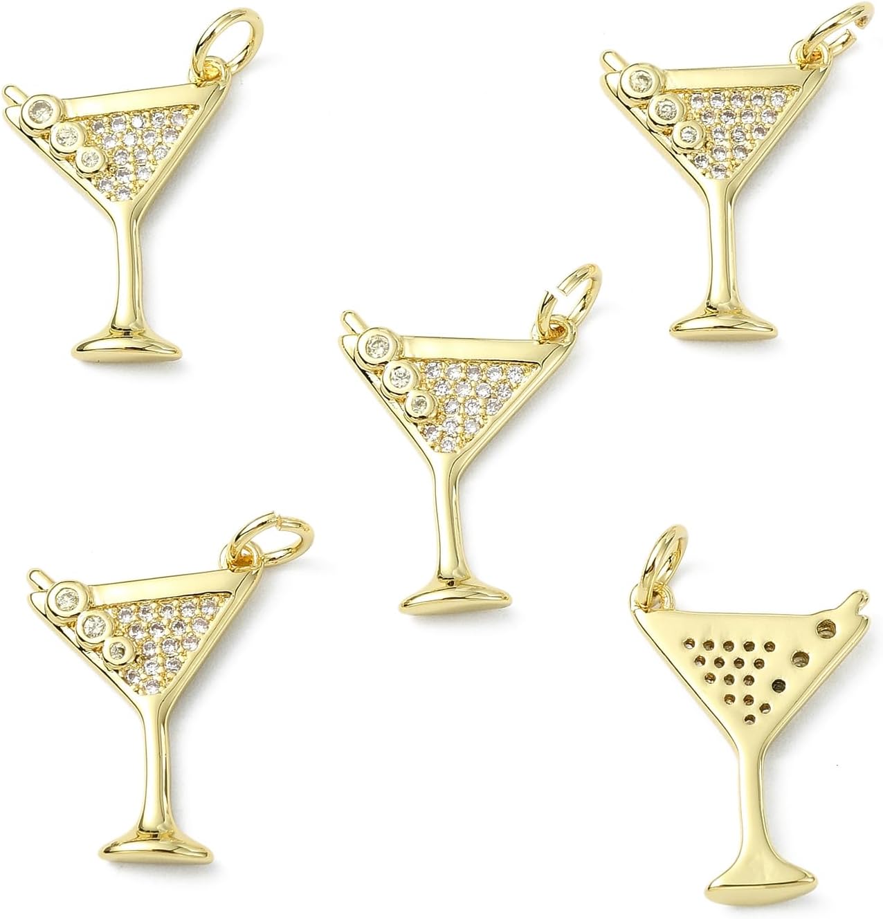 KitBeads 10pcs Cubic Zirconia Martini Charms Gold Plated Wine Goblet Alcohol Cocktail Charm for Jewelry Making Necklaces Earrings Bracelets - Image 8