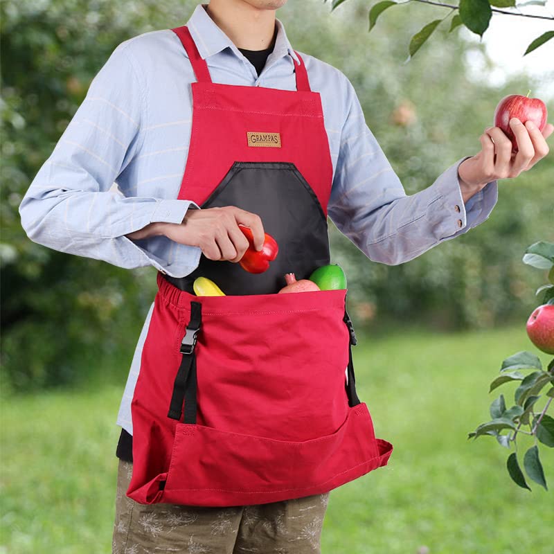 Grampa's Garden Apron - Cross Back Gardening Apron With Pockets For Women & Men, Red - Image 4
