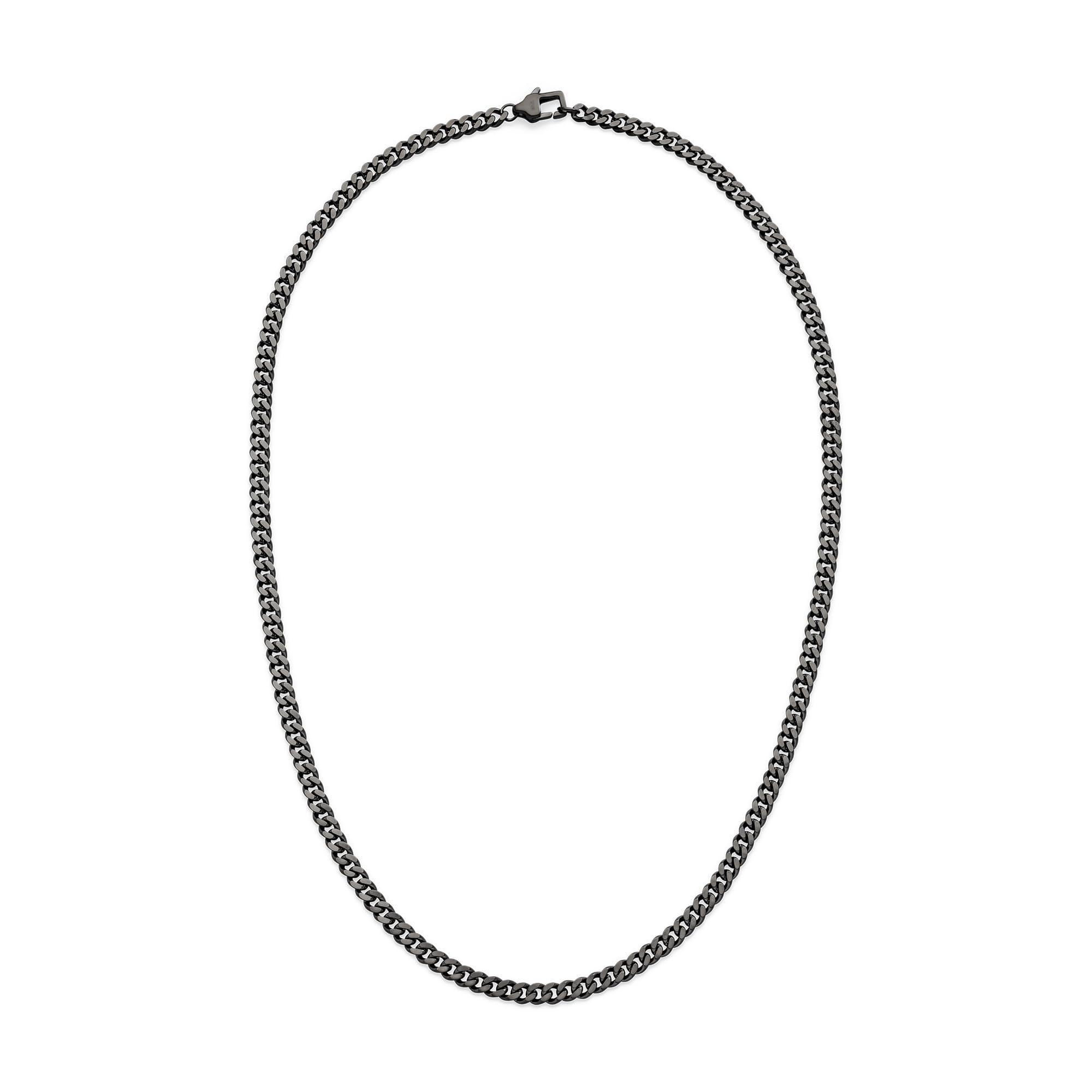 s.Oliver Men's Necklace – Necklace Made of Matte Stainless Steel – IP Gun – Curb Chain 50 cm – Waterproof and Skin-Friendly
