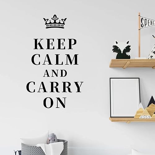 Calcomanías de pared de vinilo de 22 pulgadas para decoración del hogar, frase motivacional inspiradora, frase "Keep Calm and Carry on", calcomanía Calcomanías de pared de vinilo de 22 pulgadas para decoración del hogar, frase motivacional inspiradora, frase "Keep Calm and Carry on", calcomanía
