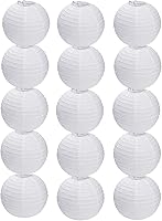 JaykeJoy 15 Pack 6 Inch White Paper Hanging Ball Lanterns for Birthday Wedding Baby Shower Party Decorations