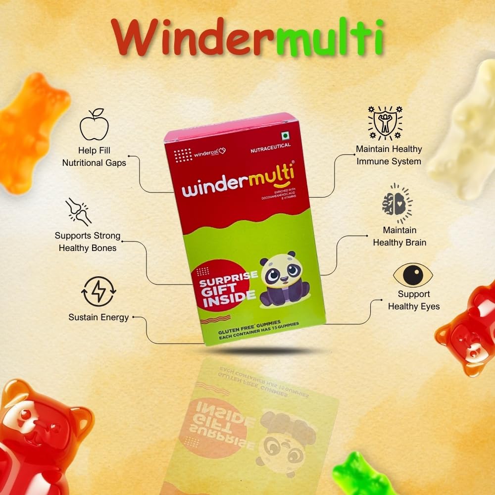 Gluten-Free Gummies | Enriched with DHA, Multivitamins & Essential Nutrients | Surprise Gift Inside | Tasty & Healthy Chewable Supplement | Supports Growth & Immunity (15 gummies per pack) Gluten-Free Gummies | Enriched with DHA, Multivitamins & Essential Nutrients | Surprise Gift Inside | Tasty & Healthy Chewable Supplement | Supports Growth & Immunity (15 gummies per pack)