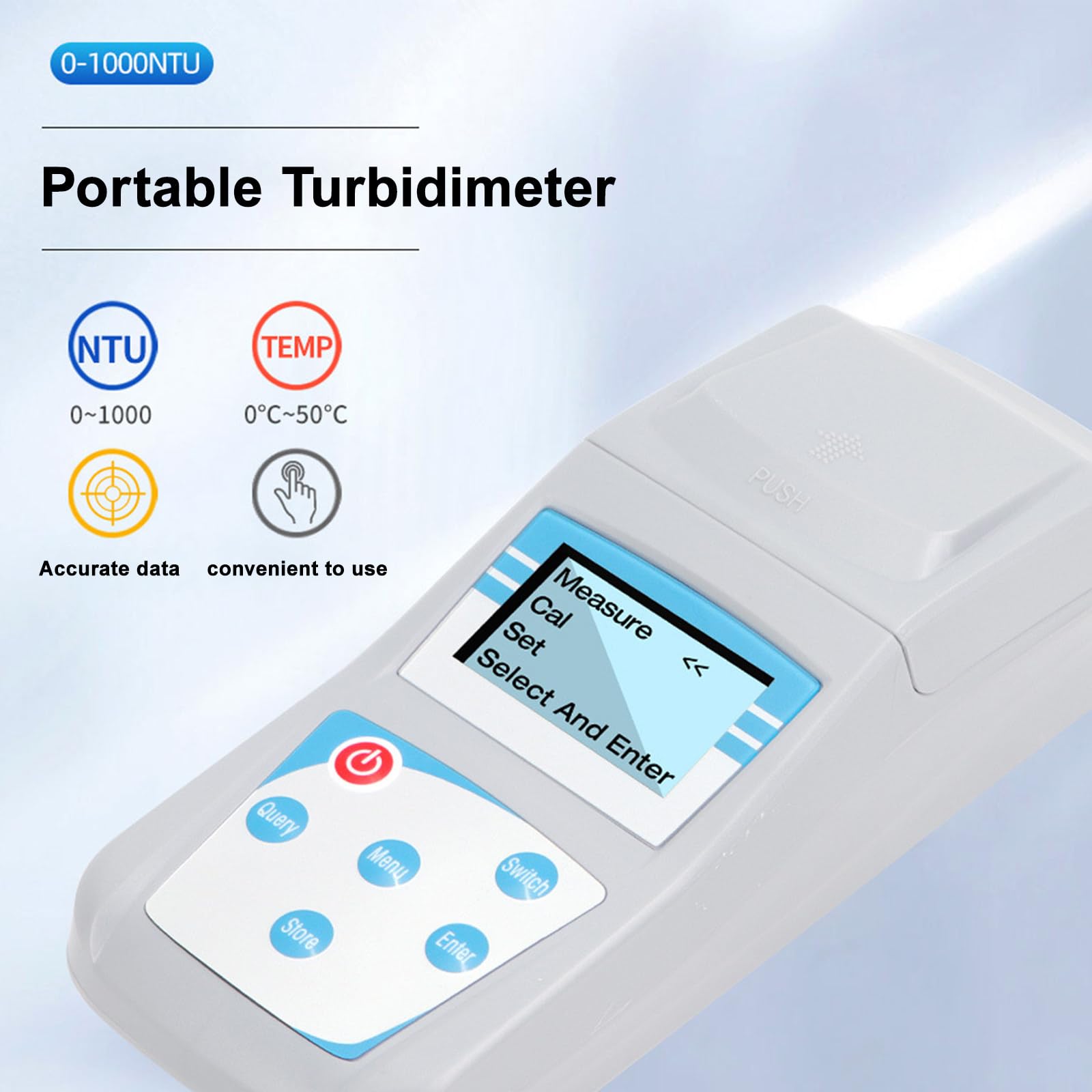 Turbidímetro con Pantalla Digital, Turbidímetro para Aguas Residuales para Probar La Calidad del Agua De Piscinas/Peceras, Rango De Medición De 0 A 1000 NTU, con 3 Botellas De Muestra