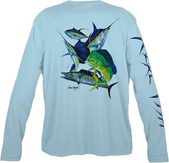 Offshore Montage Mens Long Sleeve Performance Fishing Shirt by Kevin Brant, Polyester, UPF 50+ Sun Protection