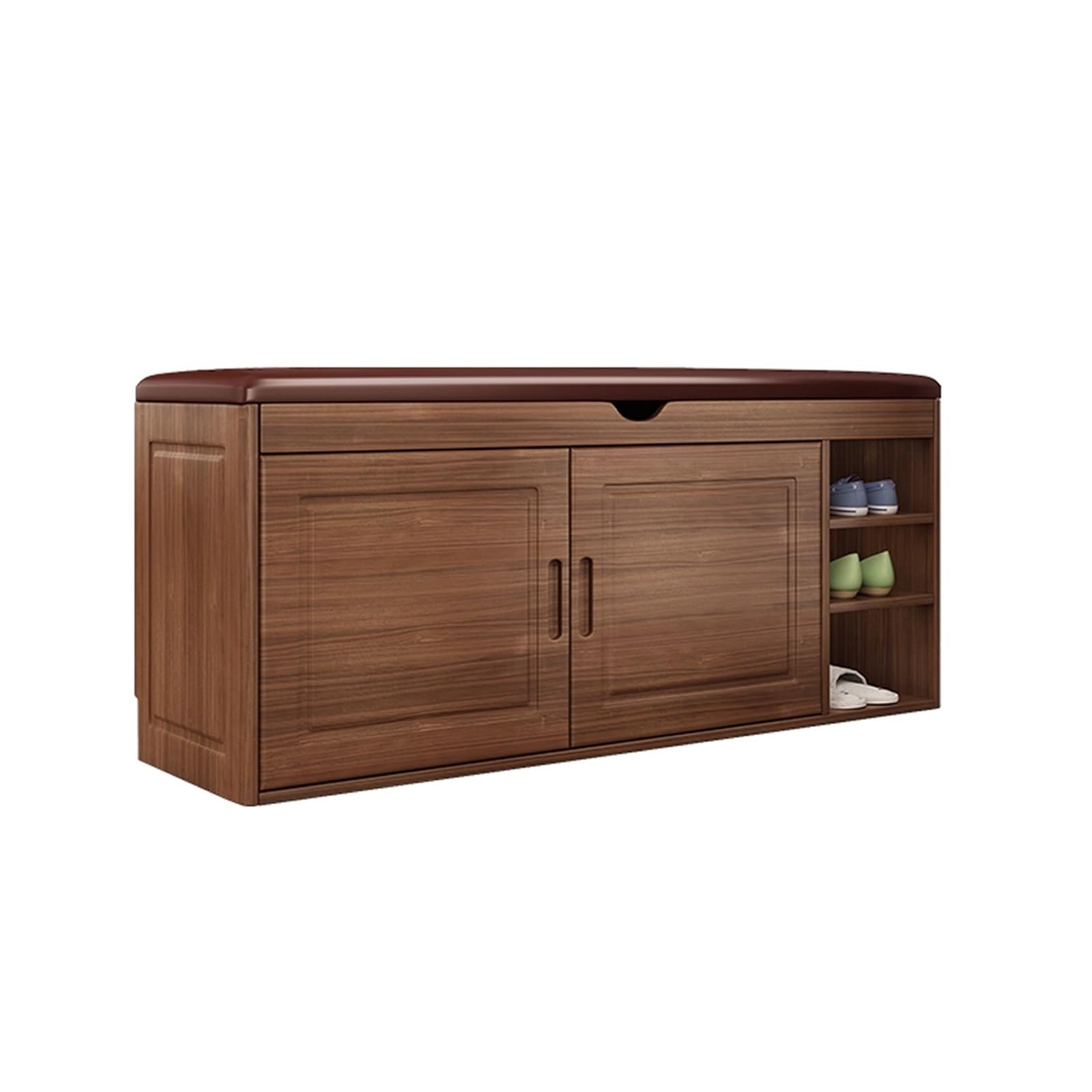 WJFTODAY Solid Wood Entryway Bench with Shoe Storage Padded Flip Top Removable Shelves Stable Structure Stylish Shoe for Entryway Bedroom Living Room Hallway (100x35x53cm)