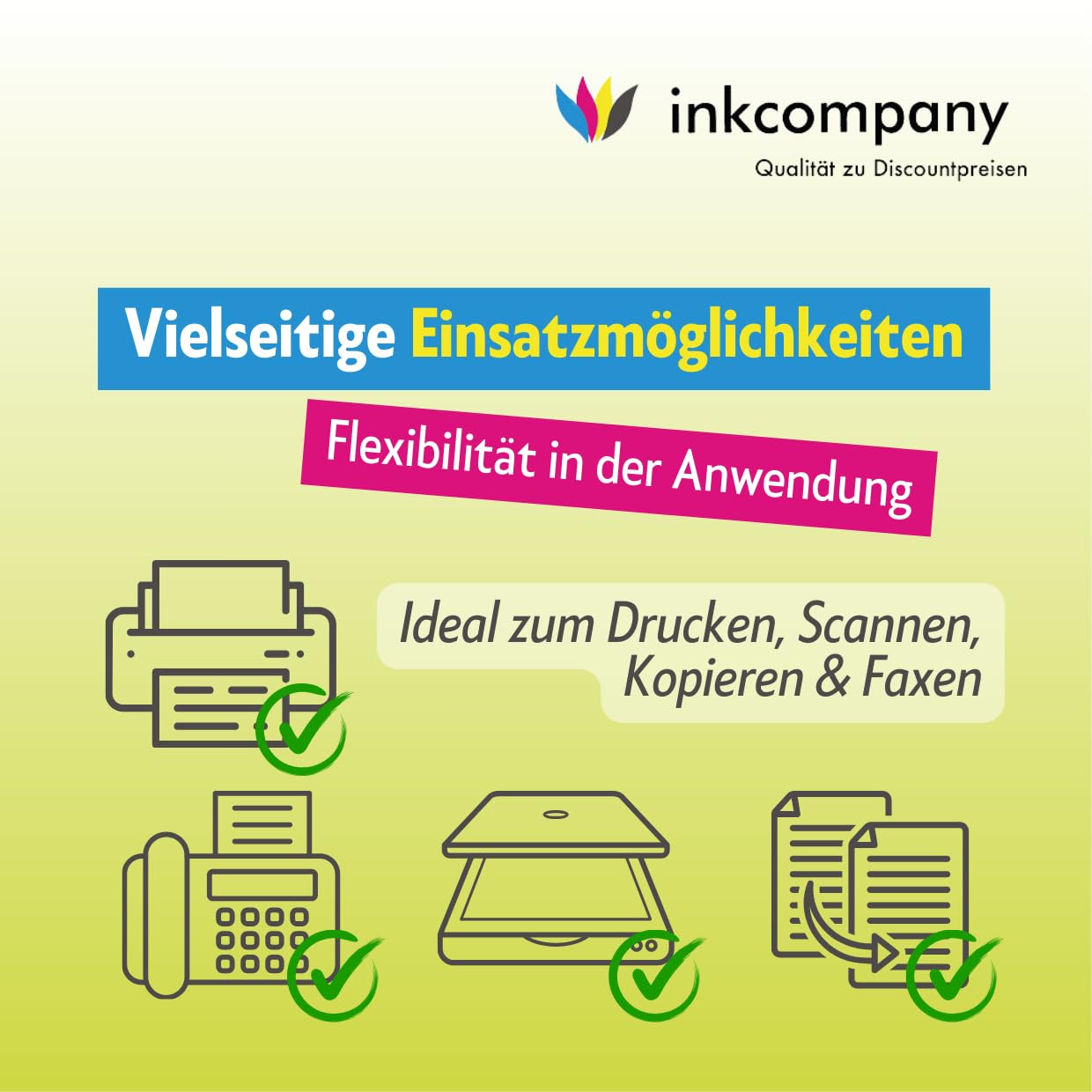 IC-Office TR7650 Farbtintenstrahl Multifunktionsdrucker 4-in-1 (Drucken, Kopieren, Scannen, Faxen, ADF, WLAN, AirPrint) schwarz + 5 XXL Tintenpatronen