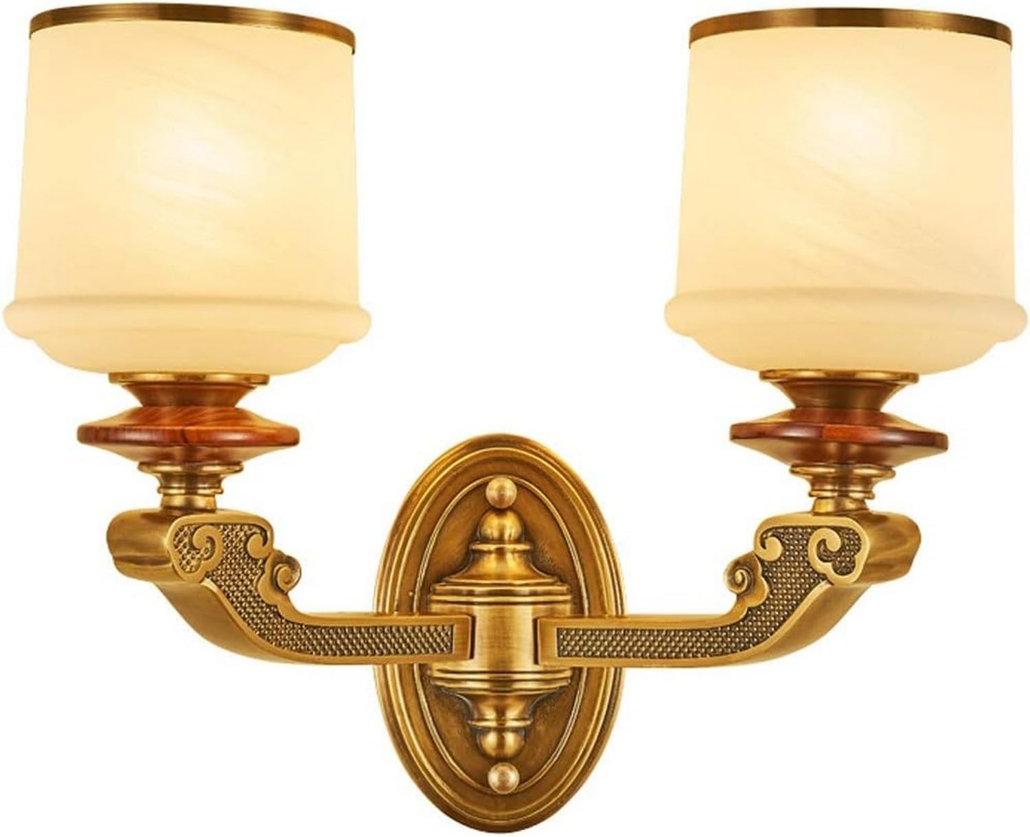 ASerZenith Mirror Reading Lamp Wall Lamp Modern Chinese Mahogany Copper Glass Wall Lamp Background Wall Corridor,Brass-2Heads