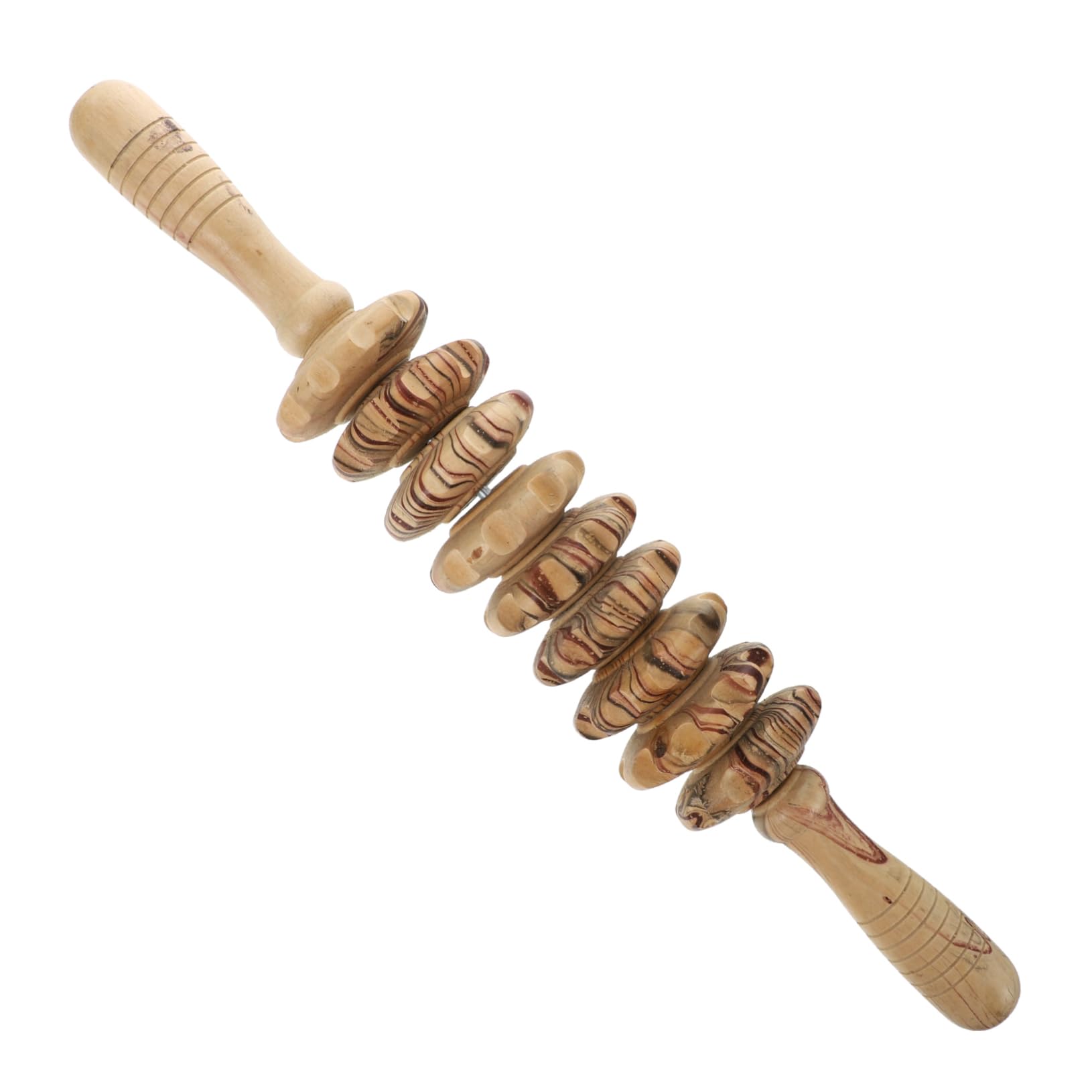COLLBATH Masajeador De Nueve Ruedas Manual Herramienta De Masaje Muscular Para Espalda y Vientre Masajeador De Madera Rodillo
