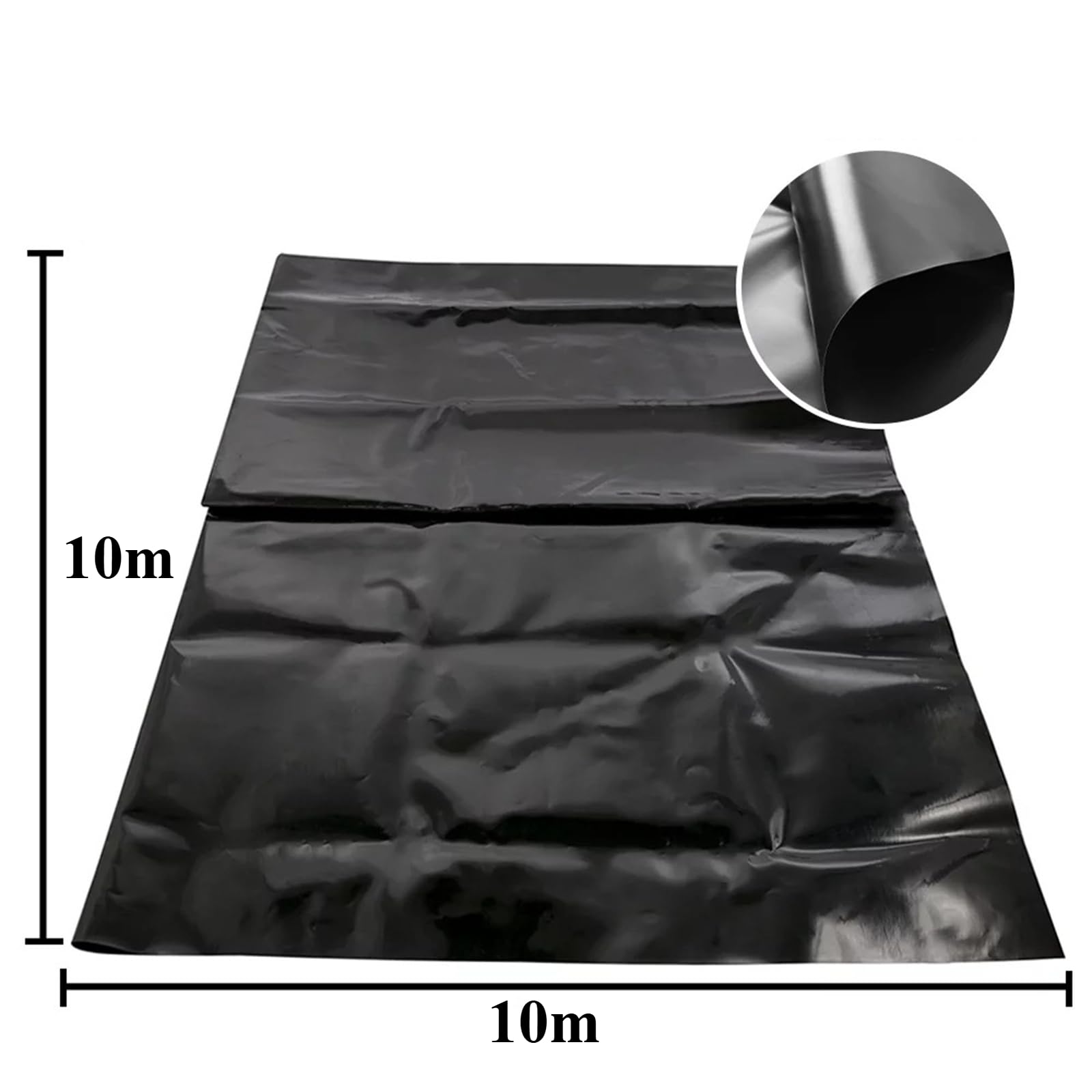dDanke Black HDPE Waterproof Pond Liner for Fish Koi Ponds Aquaculture and Roof Leak Protection (10m×10m)