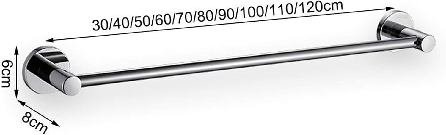 Bath Towel Bar Holder Stainless Steel Towel Rack Bathroom Wall Mounted Towel Rail Hanger, Polished Finish, Silver (Size : 30cm)