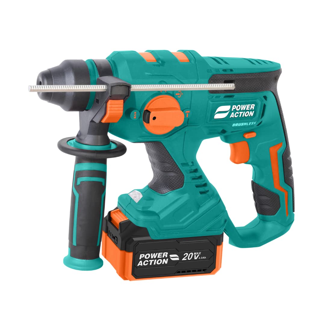 Sulfur Power Action BRH20 Brushless Rotary Hammer 20V Rotation & Hammer SDS Plus Supply 6mm, 8mm, 10mm Drill Bits