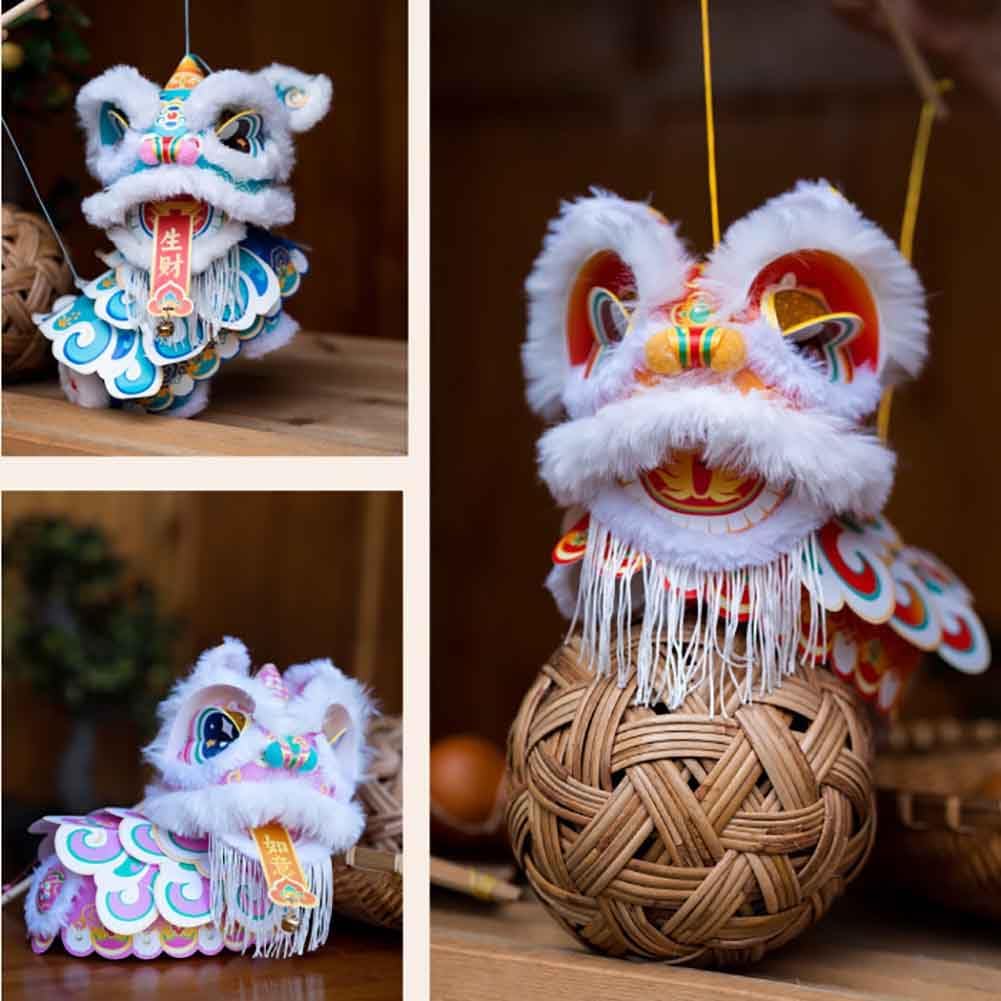 4Pcs Dance Lion Lanterns DIY Red Paper Lanterns Decor Chinese New Year Hanging Ornament for Spring Festival (Lion)