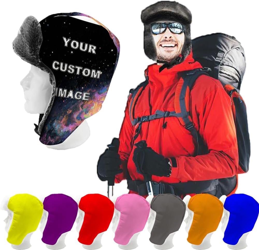 Custom Trapper Hat Faux Fur Trooper Trapper Hat for Men Warm Outdoor Hat Cover Windproof Custom Winter Motorcycle Hat