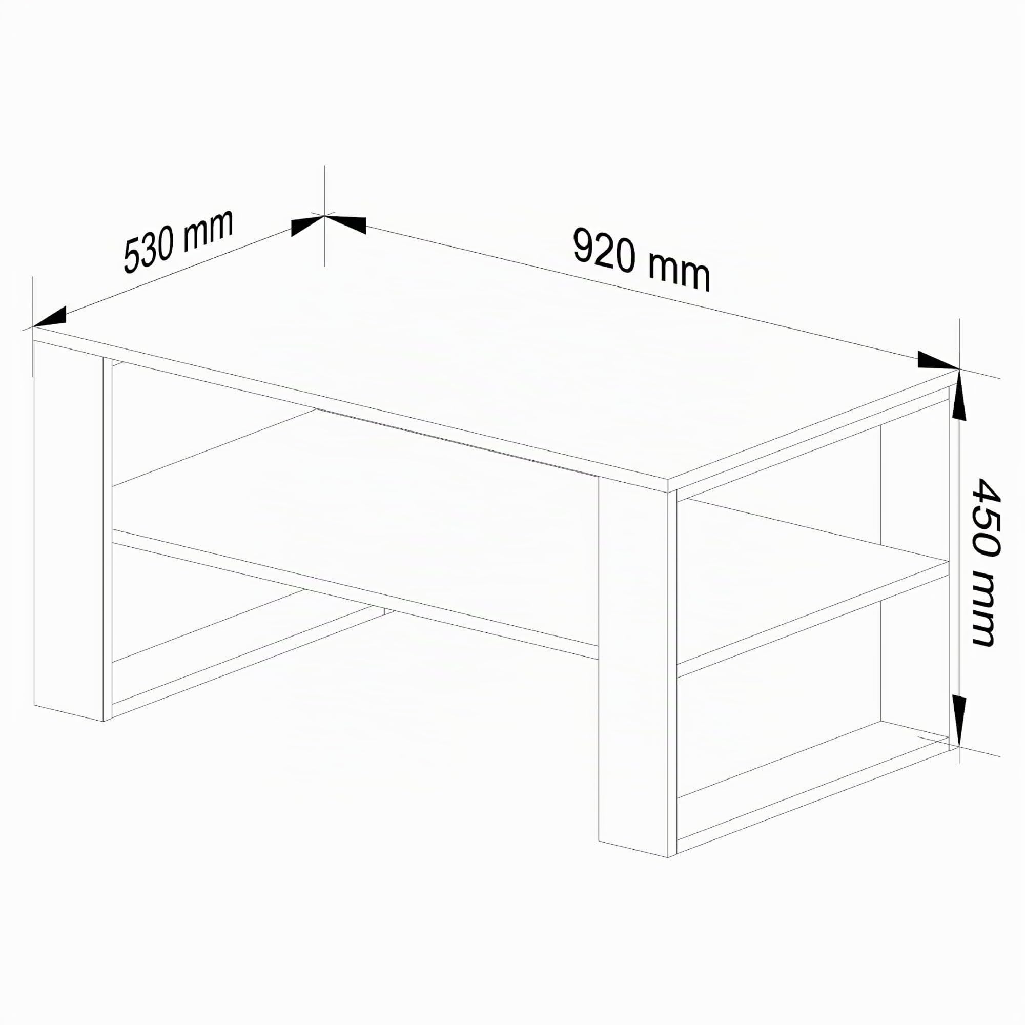 AKORD Mesa de Centro Alex Roble Sonoma 92 cm con Estructura de Patas Blancas A92xL45xF53 cm