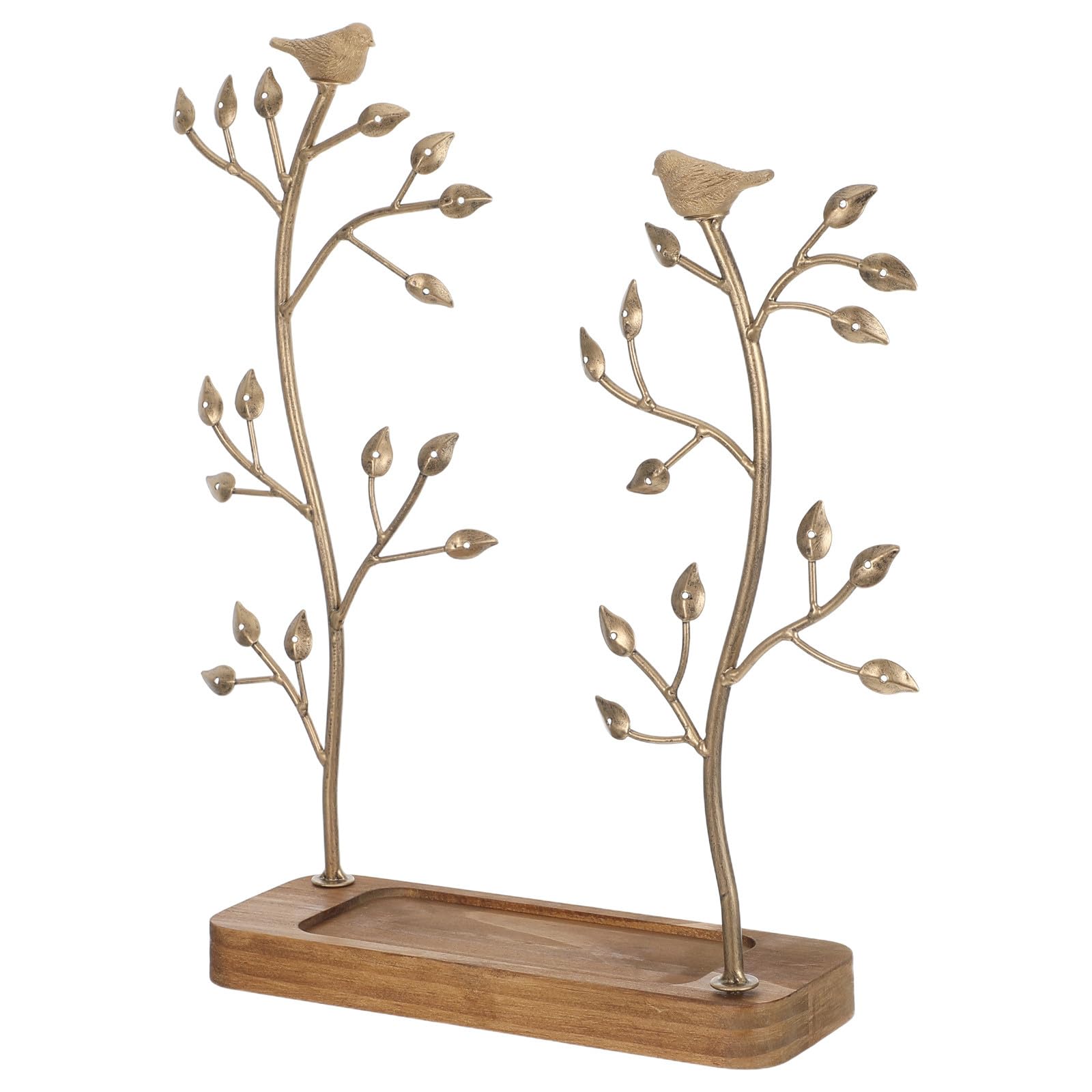 YARNOW Présentoir à Bijoux en Fer et Bois D'arbre à Oiseaux avec Plusieurs Niveaux, Organisation Stable pour Boucles D'oreilles sur Comptoir ou Coiffeuse