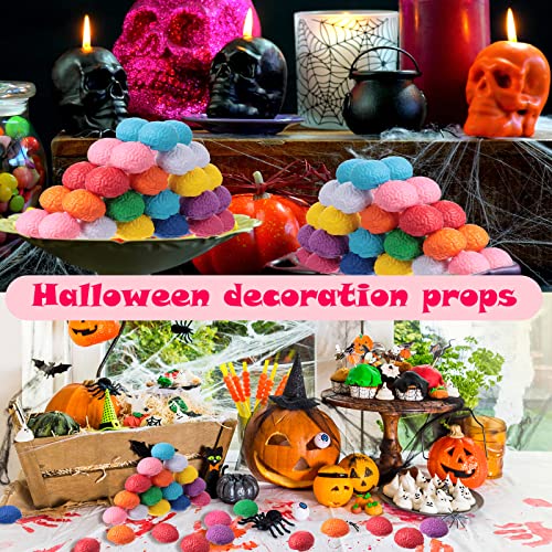 100 Pcs Brain Stress Ball Halloween Brain Toy Pu Hand Muscle Exercise Pressure Ball Mini Brain Shaped Ball For Teens Adults Improving Grip Strength Object Recognition Prop Release Pressure, 10 Colors #TOP2