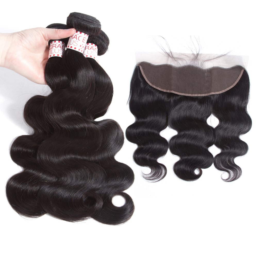 GRACE PLUS Body Wave HD Lace Front Wigs Human Hair 180% Density 5x5 HD Lace Closure Wigs Human Hair Pre Plucked with Baby Hair Brazilian Glueless Human Hair Wig for Black Women Natural Color (91, super natural black)