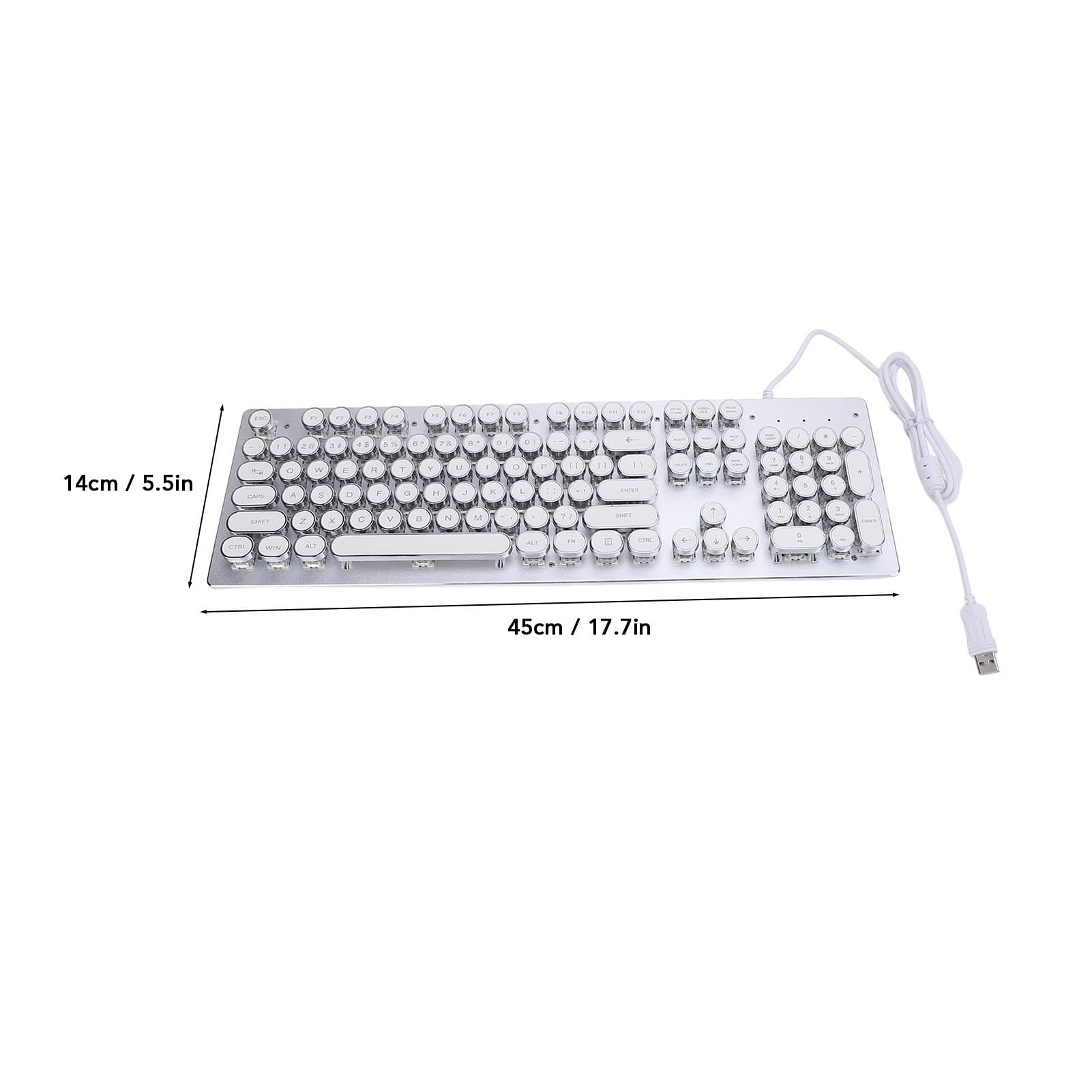 Mechaniczna Klawiatura do Gier, 104 Klawisze RGB Tęczowe Podświetlenie z Niebieskim Przełącznikiem Stopniowana Klawiatura dla 7 8 10 XP OS X PC (WHITE)