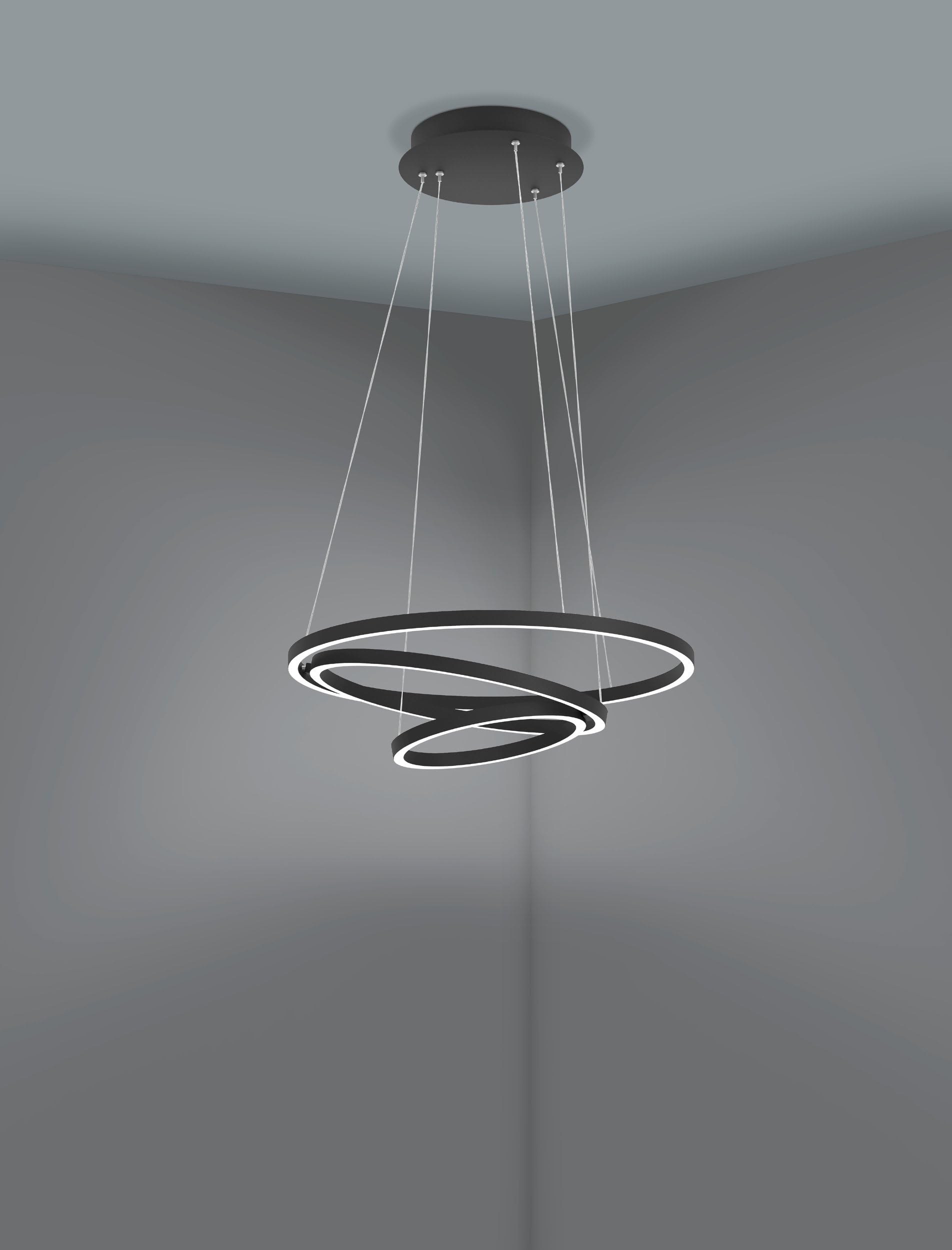 EGLO connect.z Smart Home lampa wisząca LED Lobinero-Z, ściemniana lampka pierścieniowa, ZigBee, aplikacja i sterowanie Alexa, regulacja barwy światła (ciepła – zimna biel), czarny metal
