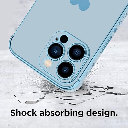 Miniatura 2 de KANGHAR Funda para iPhone 13 Pro Max para mujeres y niñas, borde chapado en forma de corazón de amor, suave TPU con 4 esquinas, protección a prueba