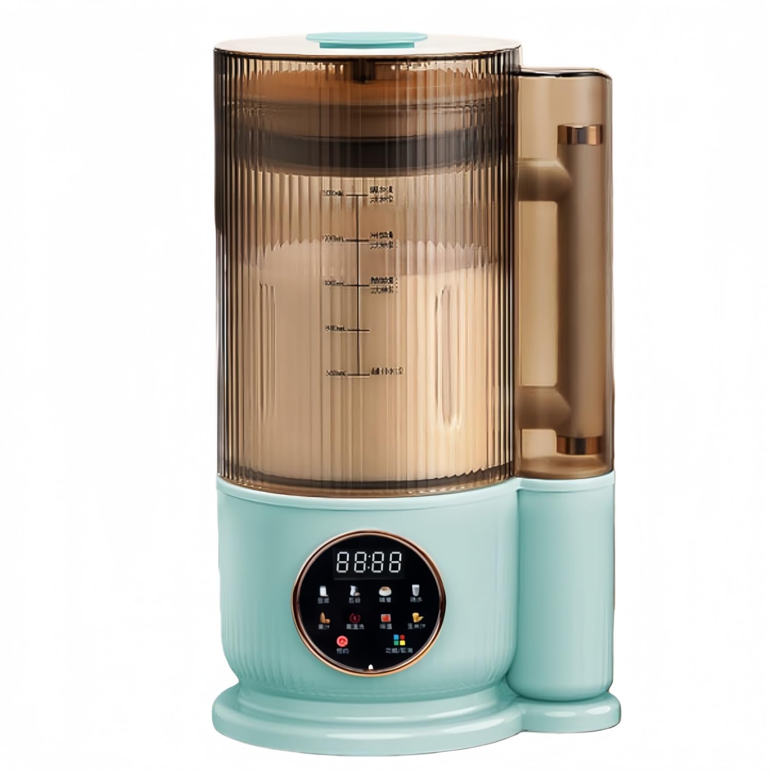 Luulife豆乳メーカー スープメーカー大容量 1.5Lの壁破壊機 12枚のブレードと防音カバー付き 8つ主要機能 24時間予約 保温機能 軽量 ノンスティックセラミックコーティング 豆乳を作るのに使えます アーモンドミルク 離乳食 ジュース (グリーン ラウンドスクリーン,18.5*31cm)