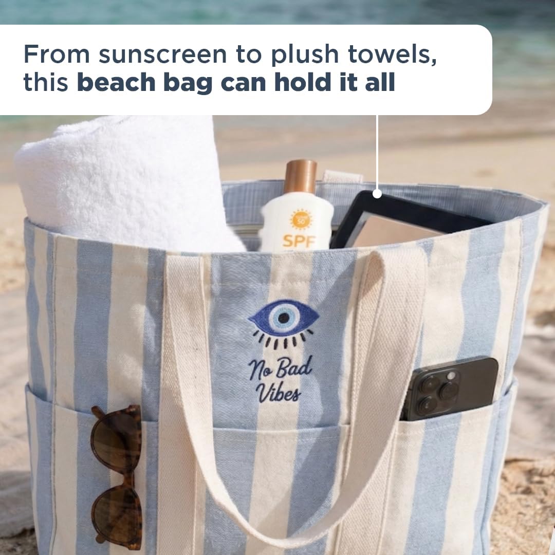 Folkulture Beach Bags for Women Large Waterproof Beach Tote Bag Zipper Beach Bags Waterproof Sandproof