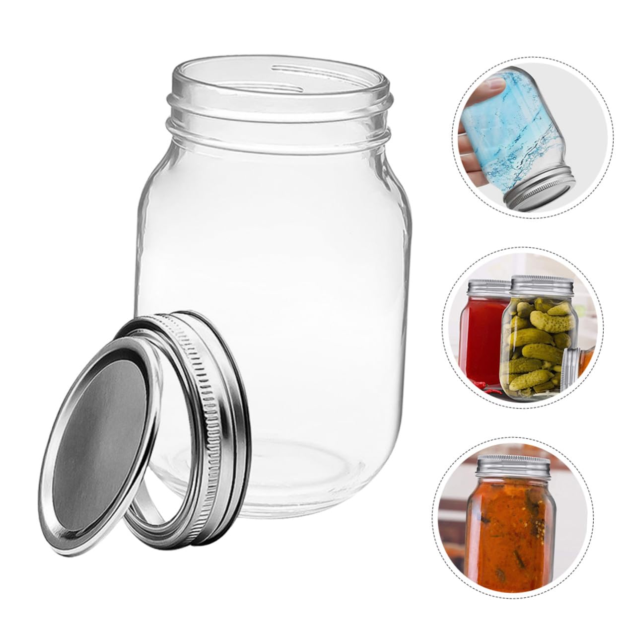 Barattoli a Bocca Larga in Vetro da 500ml con Coperchio Ermetico, Set di 6 Pezzi Riutilizzabili Contenitori per Conservazione Alimentare per Casa e Ristorante