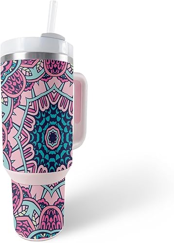 MightySkins Skin - Vaso de vinilo compatible con Stanley The Quencher H2.0 FlowState de 40 onzas, mandala tribal, funda protectora, duradera y