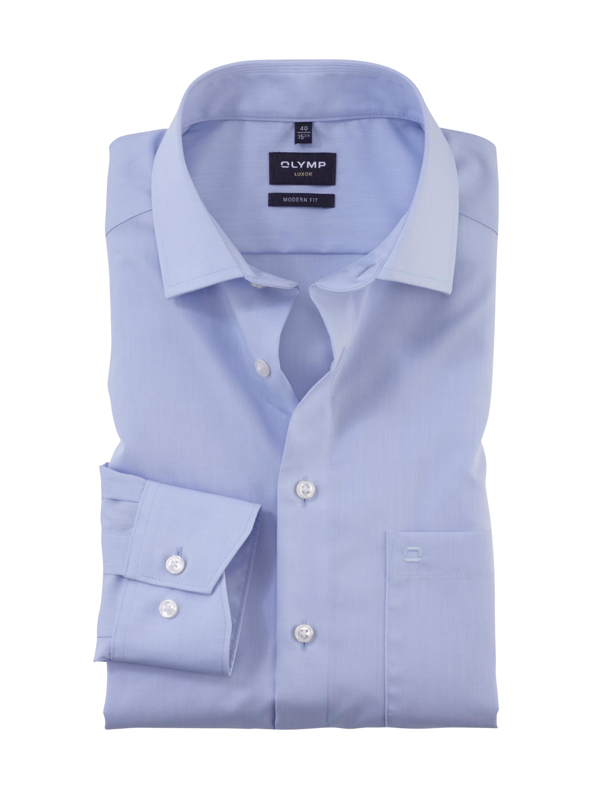 OLYMP Herren Oberhemd Langarm Luxor,Chambray,modern fit,Global Kent,bleu 11,43