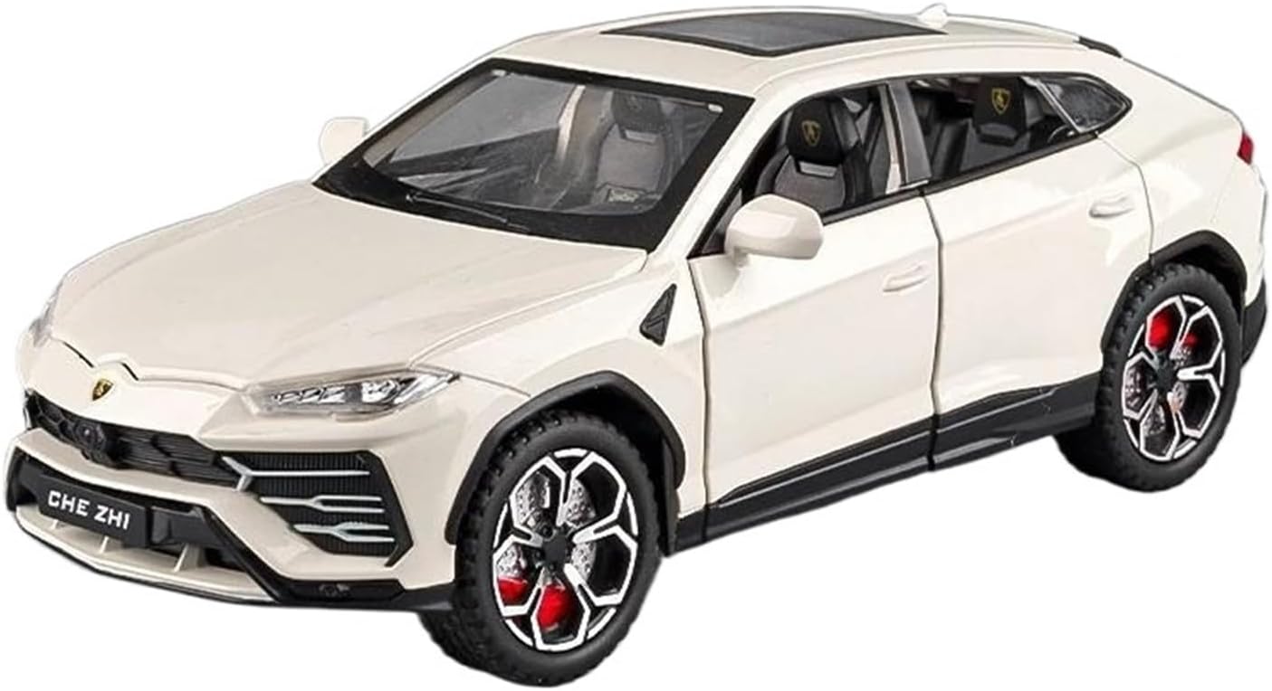Scale Finished Model Car 1:24 For Lamborghini Urus Bison Mini Simulation Alloy Car Model Die-cast Car Model Collection Ornaments Miniature Replica Car(White)