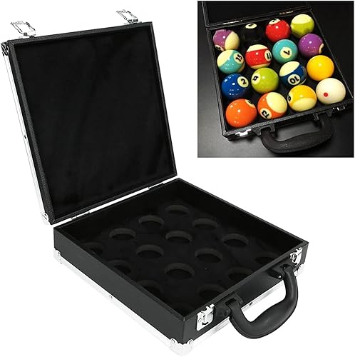 Miniatura 3 de Natudeco Caja de almacenamiento de bolas de billar, contenedor de almacenamiento de pelotas de billar, estuche de viaje, estuche de billar con asa,