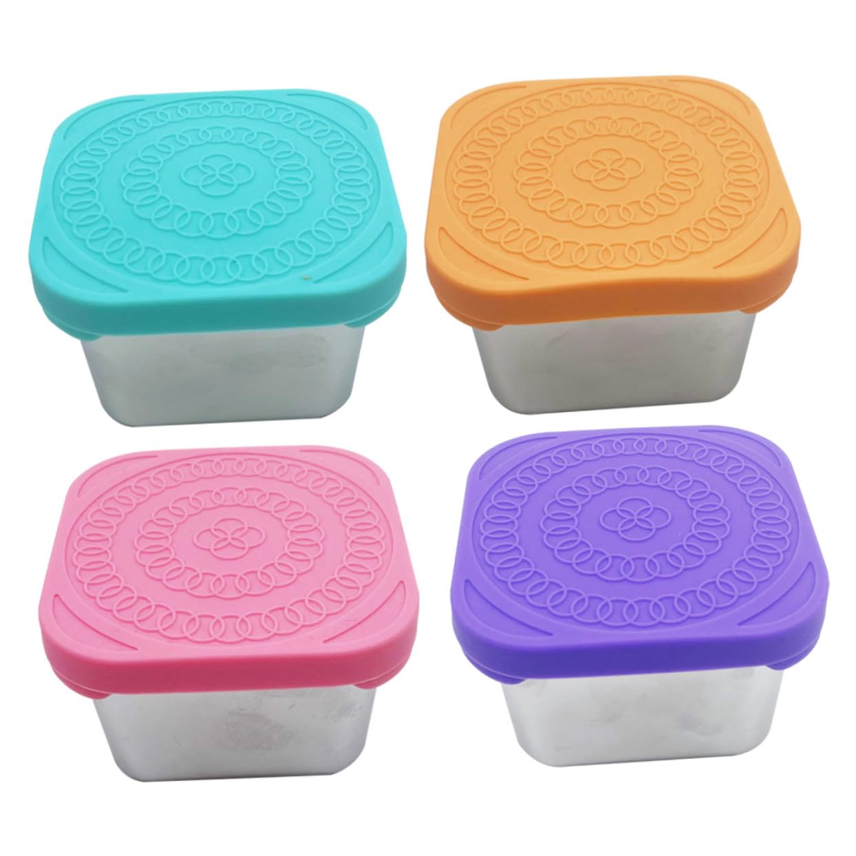 SOIMISS Set de 4 Recipientes Herméticos para Snacks de Acero Inoxidable con Tapa de Silicona, Preserva Frescura y Es Adecuado para Almacenar Alimentos en Casa o Viaje