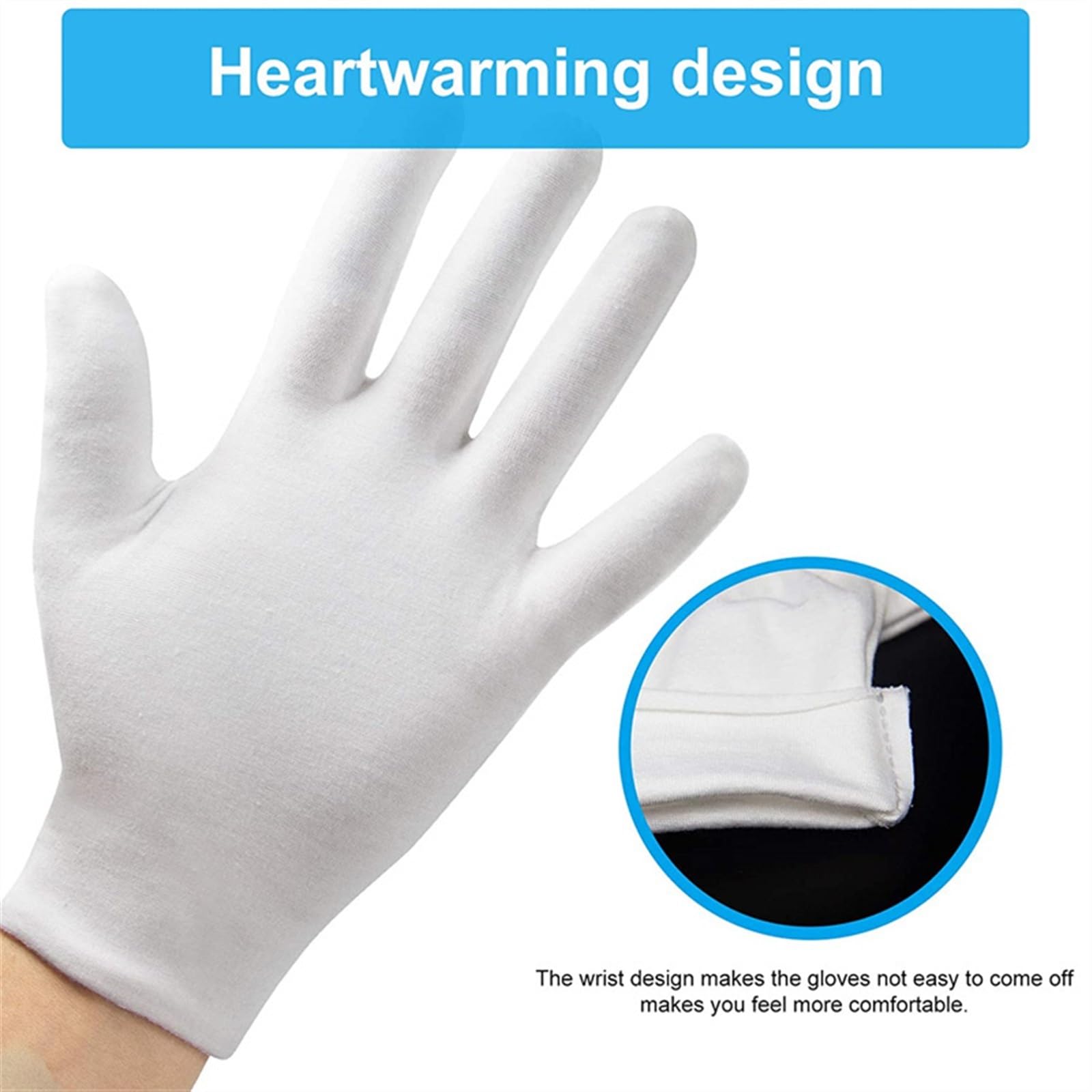 Guantes Jardineria 6 guantes de algodón blanco elásticos y suaves for trabajar, protección con forro tela for jardinería(S)
