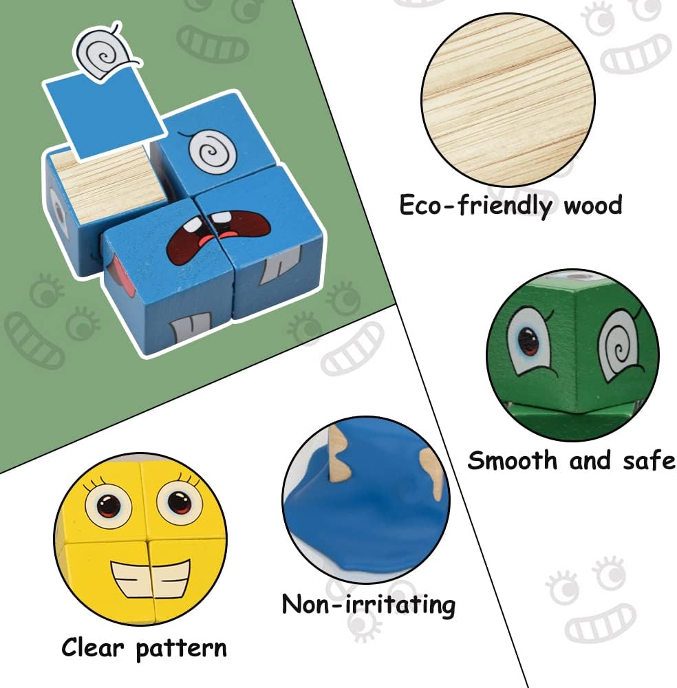 Buy Wooden Expression Puzzle Building Cubes Game Face Changeing Magic