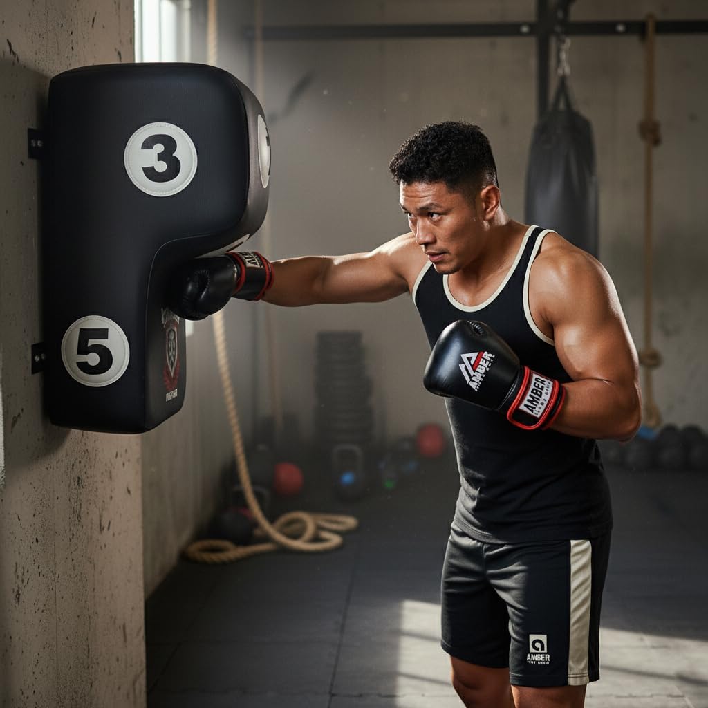 Wall Mount Uppercut Punching Bag with Hook, Wall Mounted Boxing Bag for MMA, Kickboxing, Muay Thai, Compact Heavy Bag for Home or Gym, PU Leather, Steel Frame, 7 Padded Strike Angles