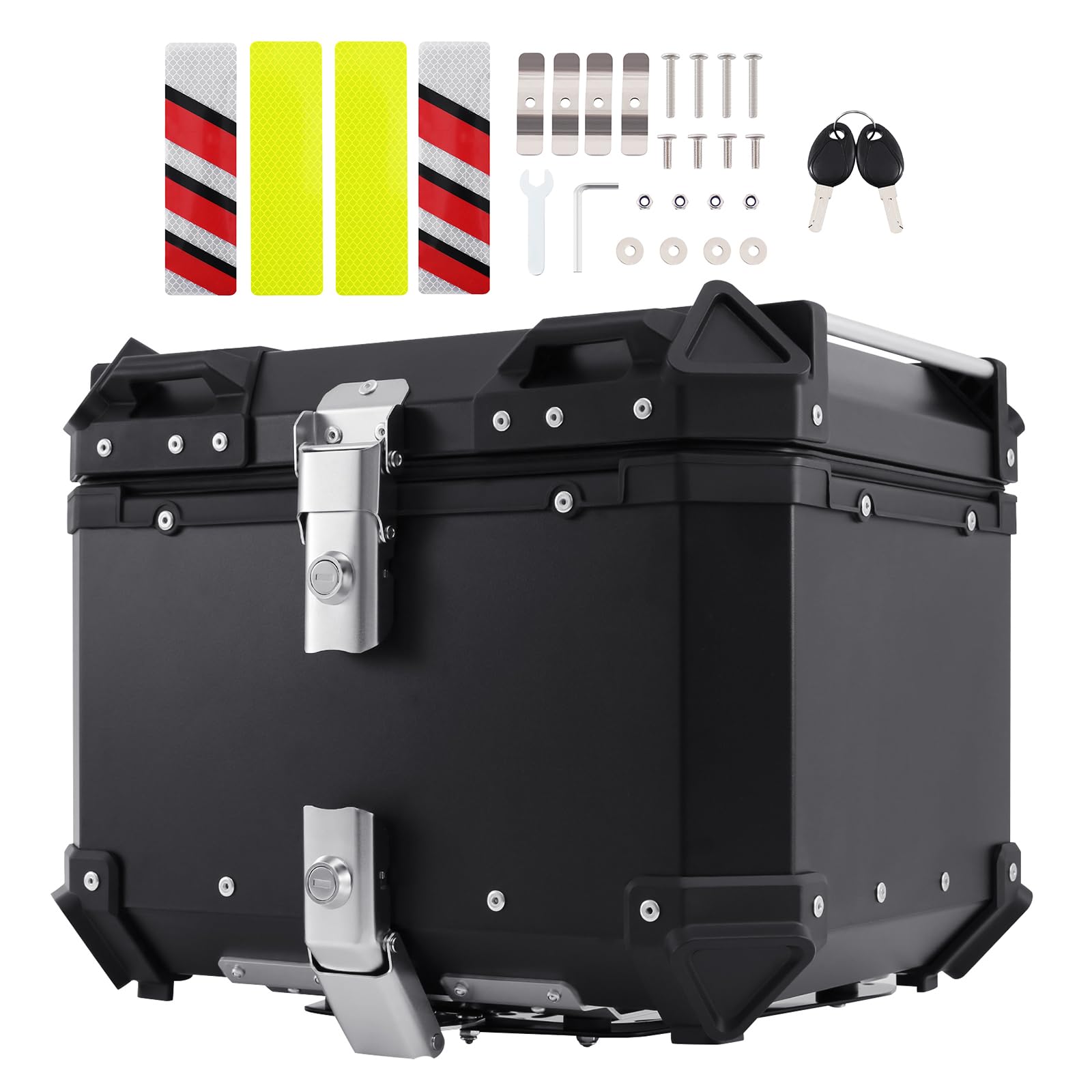Maleta superior para moto 45L, maleta superior para scooter, resistente al agua, caja superior de aluminio, caja trasera de viaje para motocicleta, maletín de moto con cerradura de seguridad