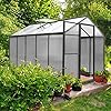VEIKOU Greenhouse for Outdoor, 6' x 10' Polycarbonate Greenhouse Heavy Duty, Aluminum Green House Kit for Winter Plants with Lockable Door and Adjustable Roof Vent, Grey VEIKOU Greenhouse for Outdoor, 6' x 10' Polycarbonate Greenhouse Heavy Duty, Aluminum Green House Kit for Winter Plants with Lockable Door and Adjustable Roof Vent, Grey