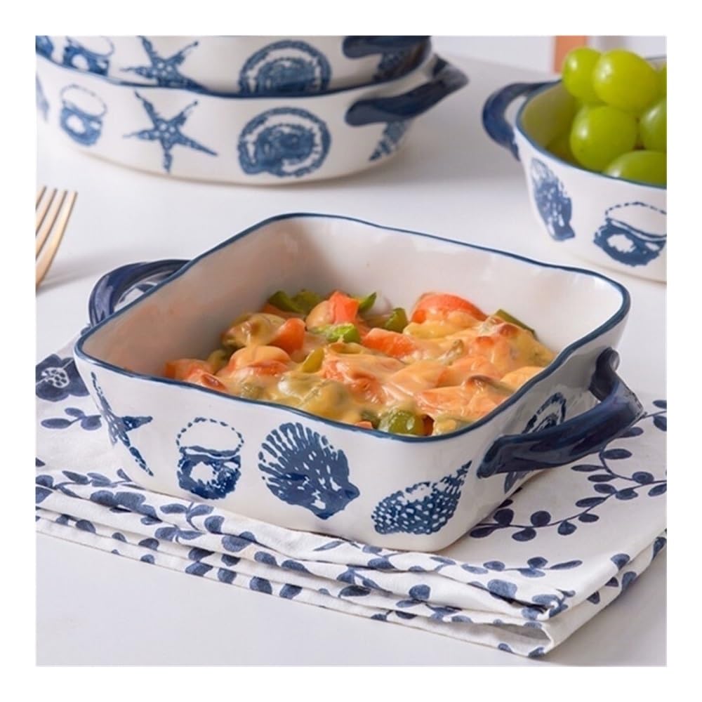 Naczynia do pieczenia Piekarnik, kuchenka mikrofalowa, miska do pieczenia, kreatywne przybory śniadaniowe, duży ceramiczny talerz do pieczenia ryżu z podwójnym uchem
