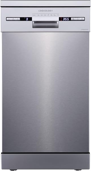 Cookology CFSD4510SS 45cm Wide Freestanding Slimline Undercounter Dishwasher, 6 Programme Settings with Eco Mode, 10 Place Settings - in Stainless Steel - 1
