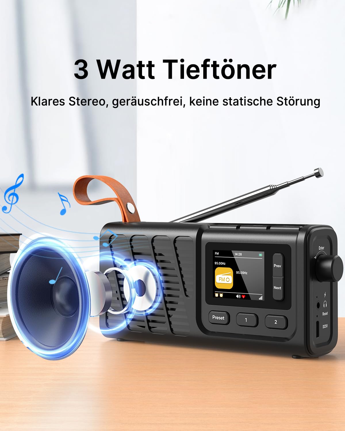 Tragbares DAB+/FM Radio mit Bluetooth, Küchenradio mit Kabel oder 2200mAh Akkubetrieb, UKW Digitalradios mit Kopfhöreranschluss, Dual Wecker, 40 Voreingestellte, Farbdisplay