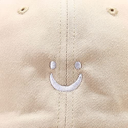 Gorras de béisbol de algodón con cara sonriente pack de 3 ajustables unisex negro blanco beige 4