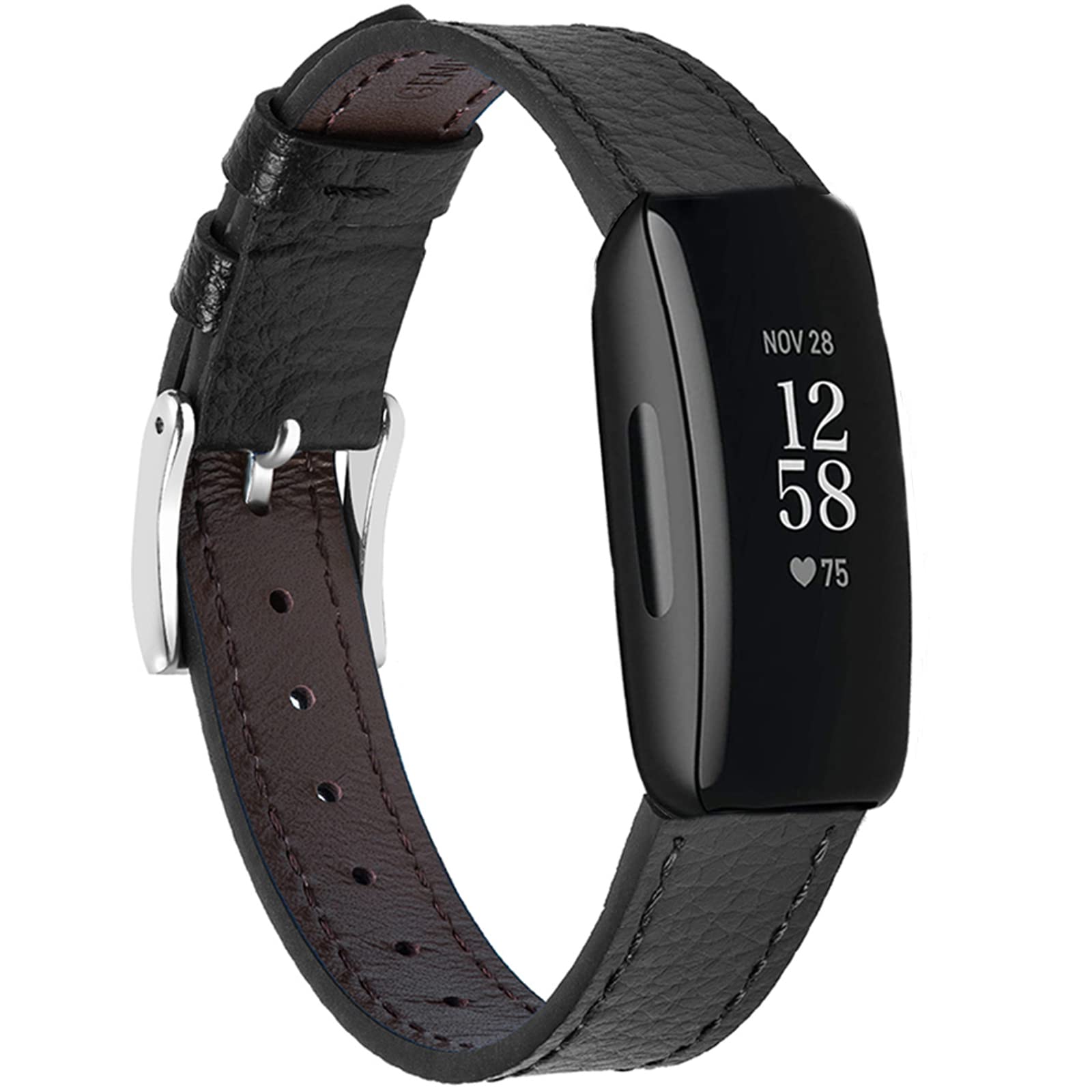 Nigaee Strap Compatible with Fitbit Inspire HR/Inspire/Inspire 2/Inspire 3 Strap, Leather Wristband Replacement Strap for Inspire 2 Strap, Women Men